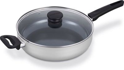 Brabantia indu+ sauteuse avec couvercle -ø 28cm - sauteuse - revêtement antiadhésif en céramique - convient à l'induction - 100% sans PFA - passe au lave-vaisselle - gris