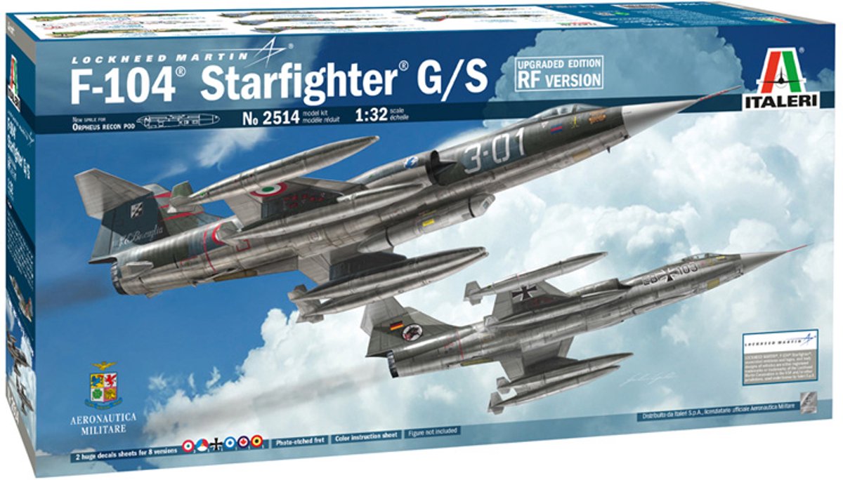 Italeri – modèle d'avion en kit, 2514 f-104 starfighter g s, édition améliorée, version rf, plastique, 1:32, modélisme