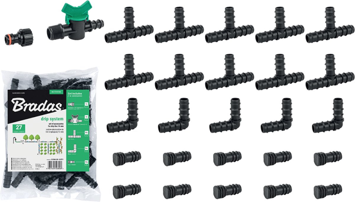 Kit d'accessoires Bradas tuyau d'égouttement – 16 mm – 27 pièces