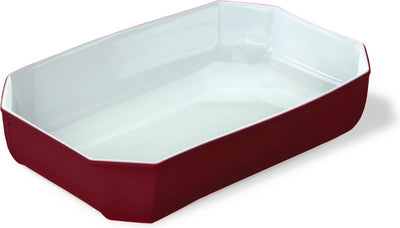 Plat à four rectangulaire en Pyrex 3,2l - verre borosilicate - vernis rouge extérieur - 33x22xh7cm