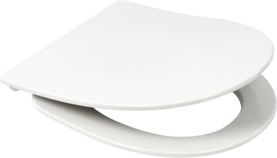 Abattant de toilettes Plieger Zano Slim (par pressalit) - abattant de toilettes en forme de D - duroplast - blanc - avec couvercle - fermeture en douceur - dégagement rapide - montage en acier inoxydable - convient aux toilettes Geberit