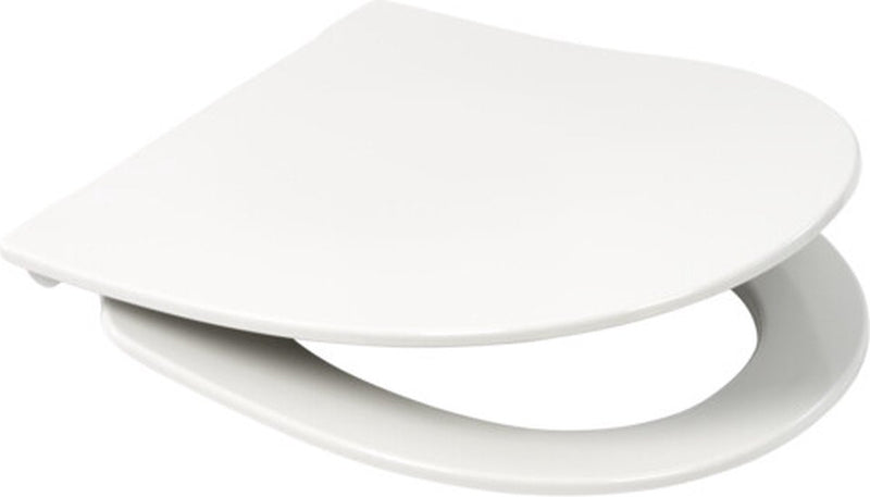 Abattant de toilettes Plieger Zano Slim (par pressalit) - abattant de toilettes en forme de D - duroplast - blanc - avec couvercle - fermeture en douceur - dégagement rapide - montage en acier inoxydable - convient aux toilettes Geberit