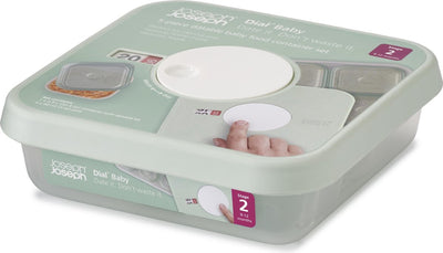 Joseph joseph dial boîte de conservation nourriture pour bébé - 9 à 12 mois - affichage de la date - lot de 5 pièces - menthe