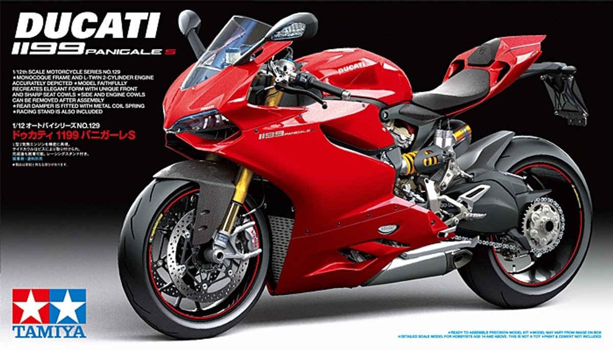 Tamiya maquette véhicule militaire - 14129 ducati 1199 panigale s - moto plastique - 1:12 - modélisme