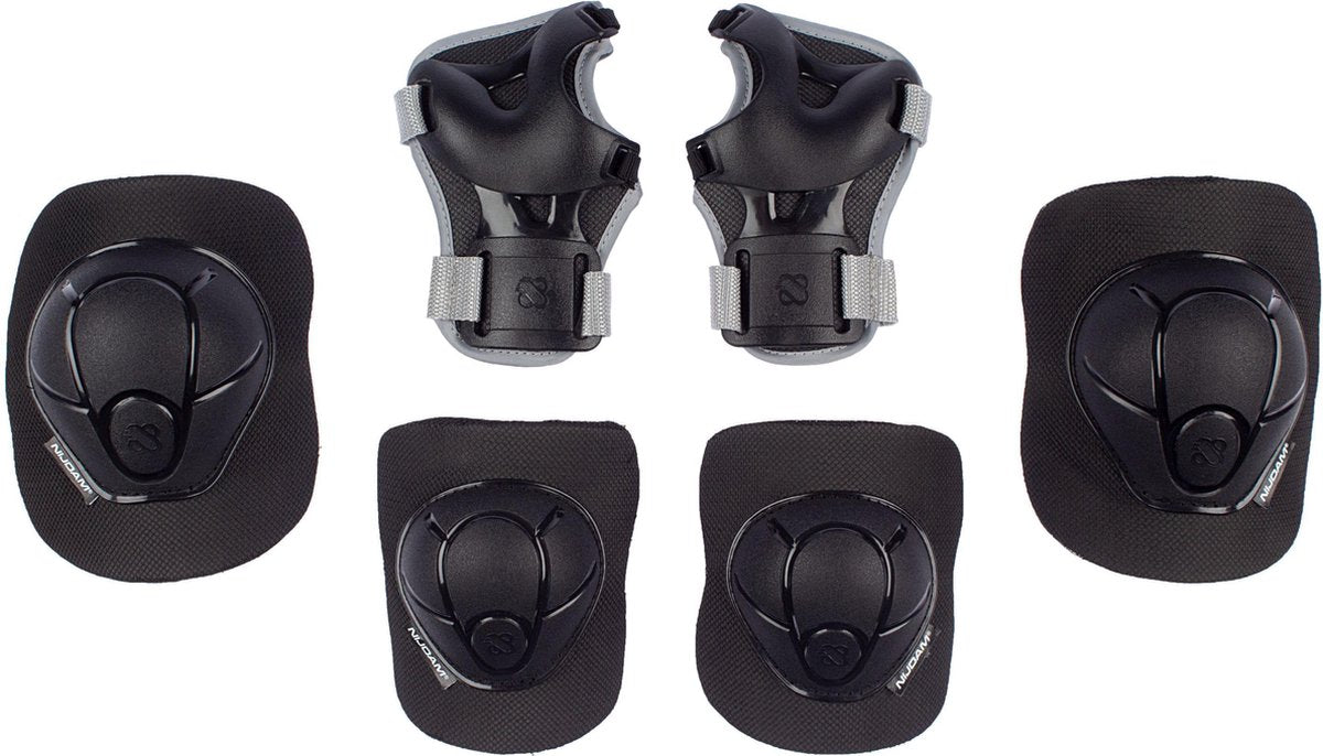 Nijdam set de protection skate enfants - neo nero - noir gris - taille s