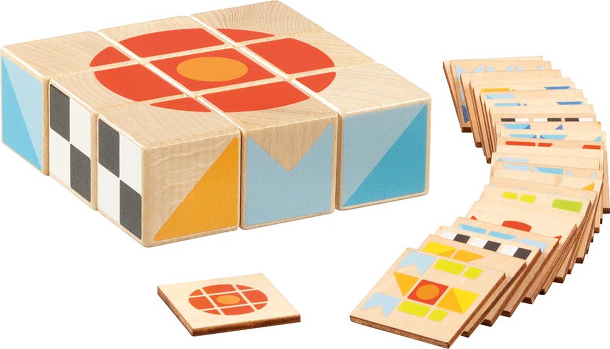 Puzzle Goki - jeu - 9 blocs - 25 motifs - bois - 3+