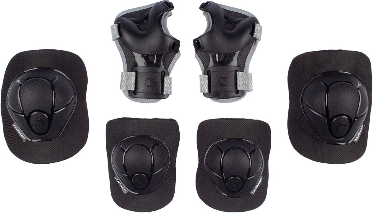 Nijdam set de protection skate enfants - neo nero - noir gris - l