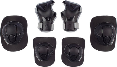Nijdam set de protection skate enfants - neo nero - noir gris - l