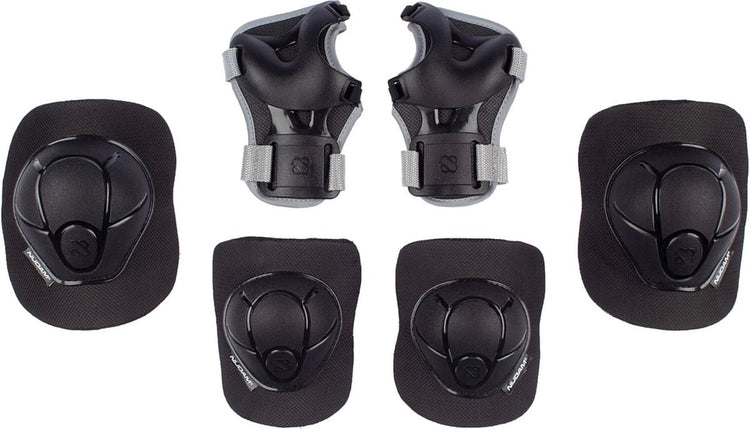 Nijdam set de protection skate enfants - neo nero - noir gris - l