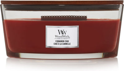 Bougie parfumée Woodwick Heartwick Flame Ellipse - Chaï à la cannelle - 50 heures de combustion