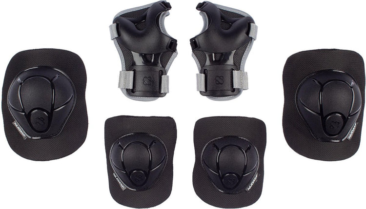Nijdam set de protection skate enfants - neo nero - noir gris - m