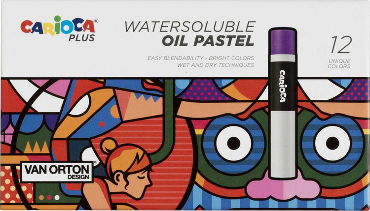 Pastels à l'huile Carioca plus - lot de 12 couleurs dans une boîte en carton rigide - crayons à l'huile souples - adaptés pour : le dessin, le coloriage et les loisirs créatifs