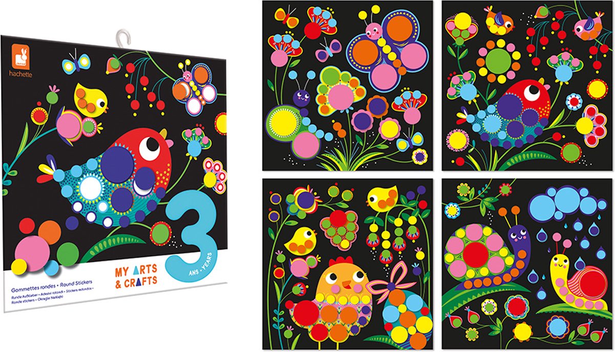 Janod - mes métiers d'art - set d'autocollants peintures contrastées