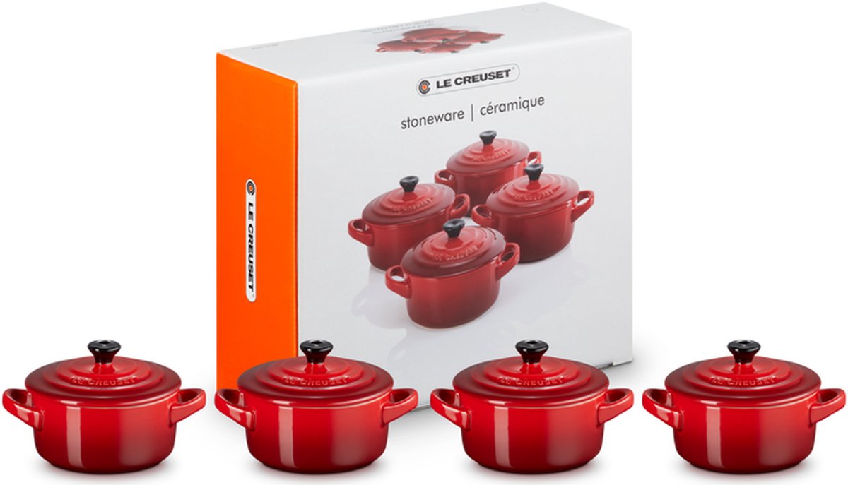 Mini casseroles en faïence Le Creuset lot de 4 rouge cerise