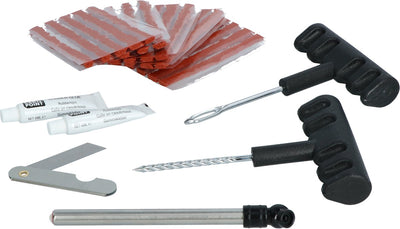 Kit de réparation de pneus Carpoint 31 pièces - avec 25 bouchons - avec manomètre de pneu - dans un coffret de rangement pratique