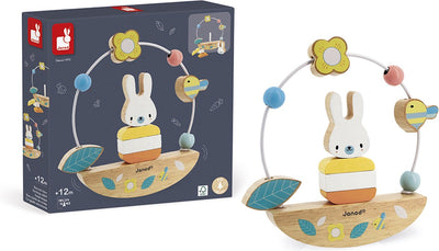 Janod - pure - labyrinthe de perles et lapin à bascule - motricité stimulante