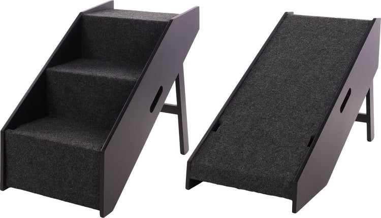 Marchepied pour chien Flamingo pino noir - Aide à l'entrée pliable 2 en 1 - 62x36x51 cm - jusqu'à 40 kg - escalier pour chien mdf