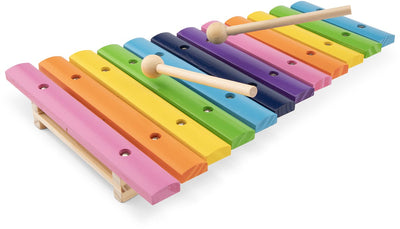 Jouet xylophone en bois Woet ® - instrument jouet coloré avec livret de musique et 2 bâtons - stimule le développement musical - à partir de 2 ans