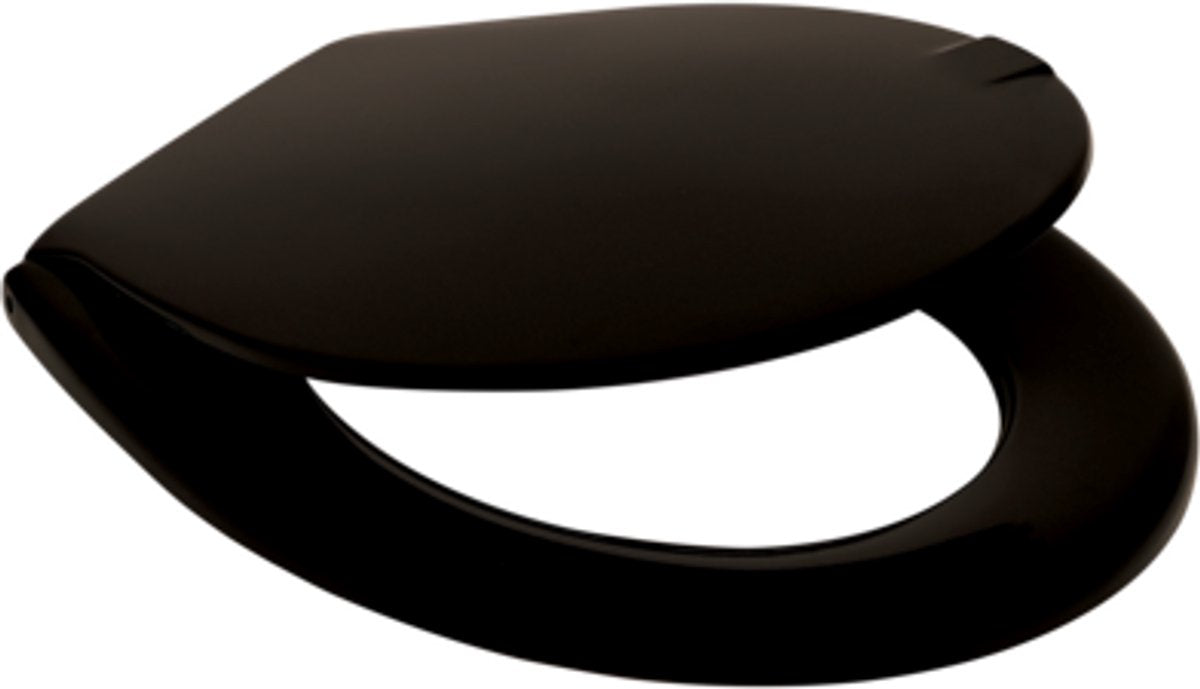 Abattant de toilettes Plieger Kadett - abattant de toilettes de forme universelle - duroplast - noir - avec couvercle - montage en plastique