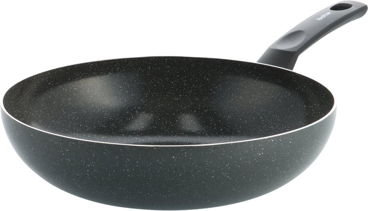 Poêle wok en céramique Kochstar Stein - sans couvercle - 28 cm - 3,57 l - sans PFA - poêle wok à induction - poêle à induction - revêtement antiadhésif en céramique - poignée de refroidissement - passe au four jusqu'à 130° c - granit