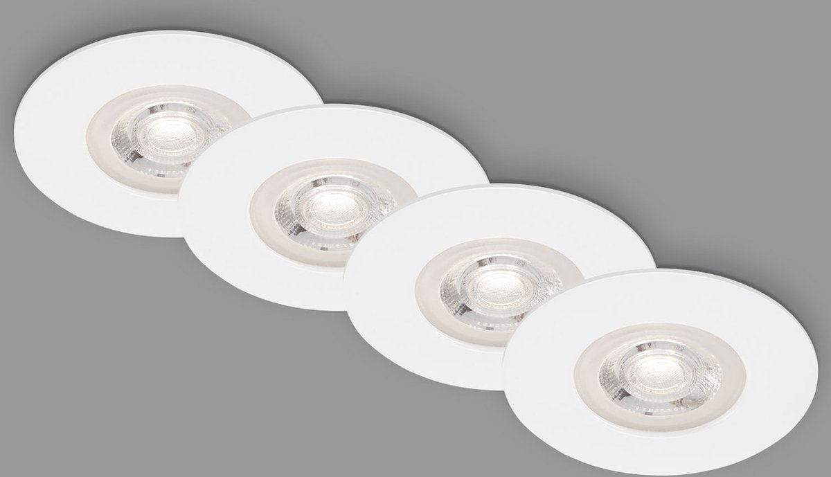 Briloner kulana - lot de 4 spots encastrables LED - dimmable - éclairage salle de bain - ø9 cm - ip44 - 4,9 w - 480 lm - 3 000 k - blanc