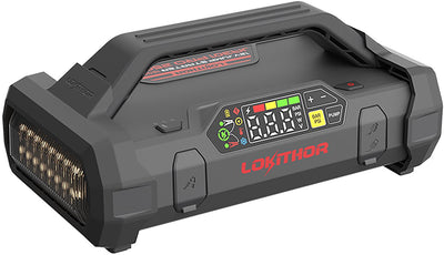 Lokithor jump starter ja301 pro - 12v - 2500a - compresseur d'air 10 bar - banque d'alimentation 60 watts - lampe de poche LED - technologie connect max