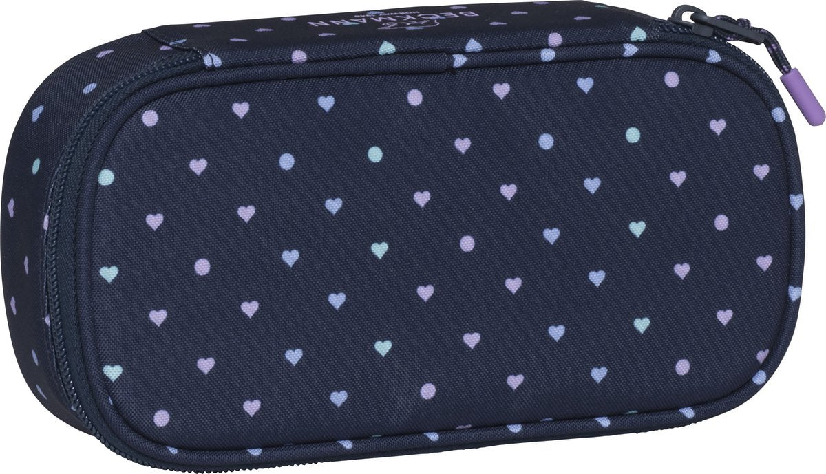 Trousse Beckmann - sport junior - ovale - vide - coeurs bleus - be-231144a