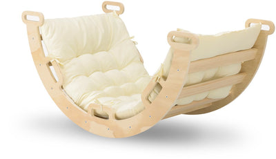 Arche d'escalade en bois Deryan avec coussin - pont d'escalade - cadre d'escalade Montessori - bois naturel - jouets pour enfants