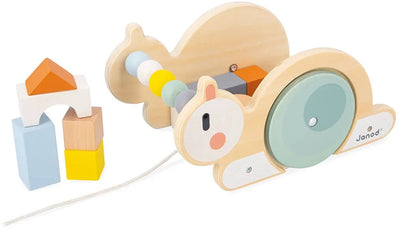 Janod - sweet cocoon - figurine à tirer en bois - escargot avec blocs