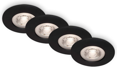 Briloner kulana - lot de 4 spots encastrables LED - dimmable - éclairage salle de bain - ø9 cm - ip44 - 4,9 w - 480 lm - 3 000 k - noir