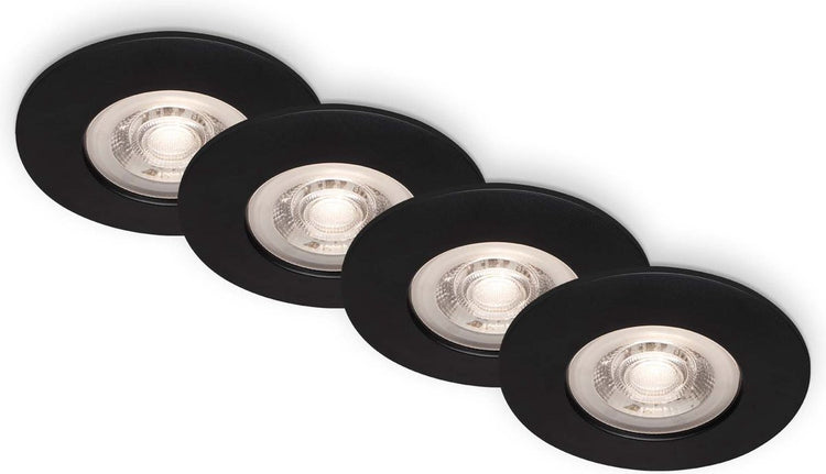 Briloner kulana - lot de 4 spots encastrables LED - dimmable - éclairage salle de bain - ø9 cm - ip44 - 4,9 w - 480 lm - 3 000 k - noir