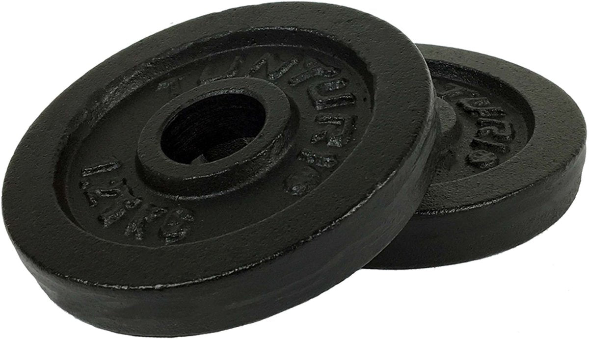Plaques de poids Tunturi - poids d'haltères - 2 x 1,25 kg - ø 30 mm - fonte - incl. application de remise en forme gratuite