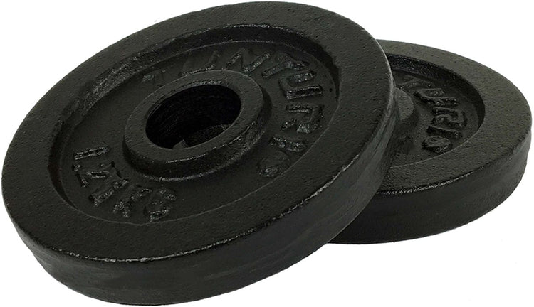 Plaques de poids Tunturi - poids d'haltères - 2 x 1,25 kg - ø 30 mm - fonte - incl. application de remise en forme gratuite