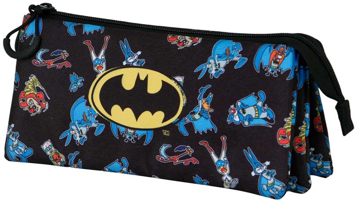 Karactermania - looney tunes - batman tunes triple fan 2.0 étui à dessin - étui à crayons - étui à stylos - sac à stylos - noir