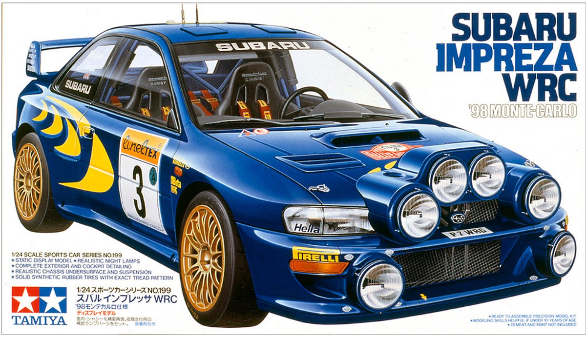 Tamiya modèle kit voiture - 24199 subaru impreza wrc - 1998 monte carlo plastique - 1:24 - modélisme