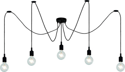 Lucide fix - lampe suspendue - 5xe27 - convient aux lofts et hauts plafonds - noir