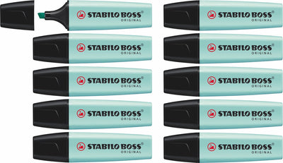 Stabilo boss original pastel - surligneur - pointe de turquoise - boîte de 10 pièces