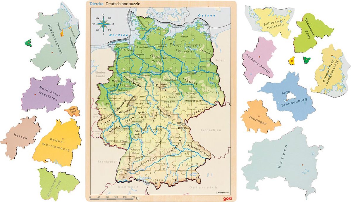 Goki Wooden Cose Puzzle Allemagne, 98st.