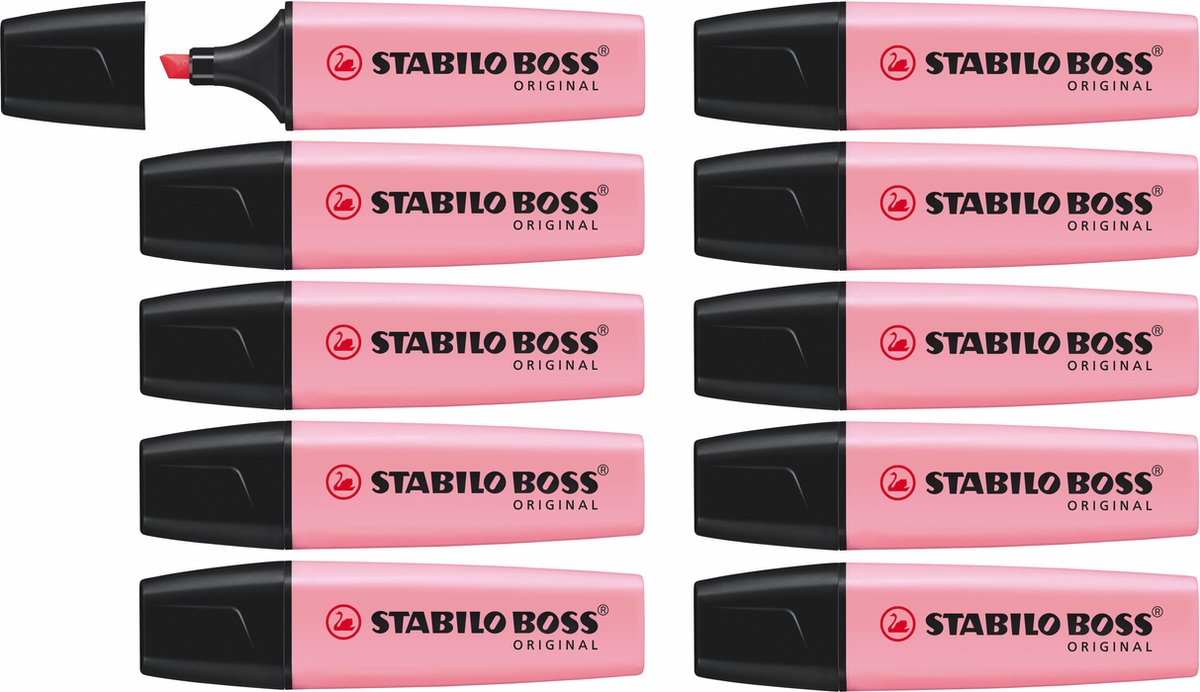 Stabilo boss original pastel - surligneur - rose poudré - boîte de 10 pièces