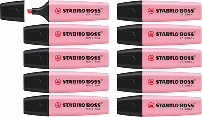 Stabilo boss original pastel - surligneur - rose poudré - boîte de 10 pièces
