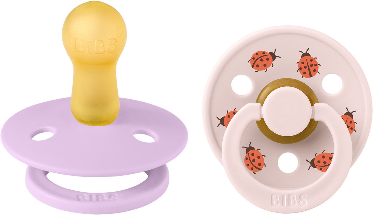 Sucette Bibs studio color - ronde - 2 pièces - 6-18 mois - coccinelle violet ciel mix