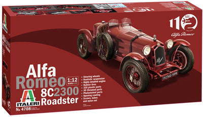 Italeri maquette véhicule militaire - 4708 alfa romeo 8c 2300 roadster plastique - 1:12 - modélisme