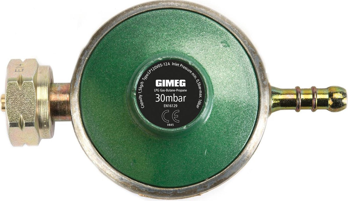 Gimeg détendeur de gaz universel - 30 mbar - combinaison x raccord cannelé