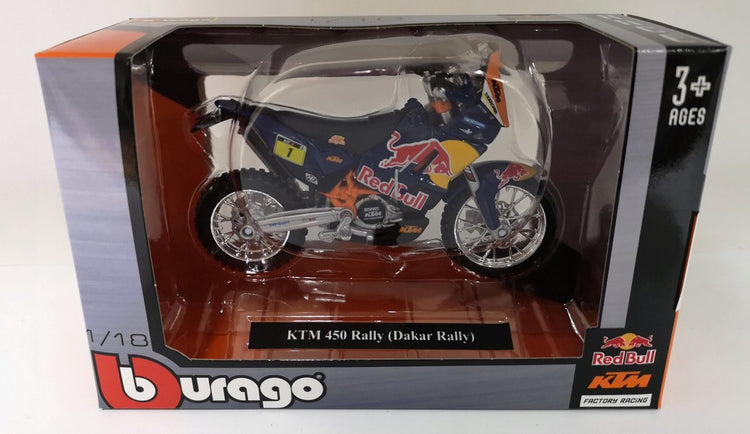 Bburago ktm 450 rallye dakar moto 1:18 red bull - modèle de ski de collection