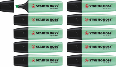 Stabilo boss original pastel - surligneur - surligneur aux couleurs pastel - pointe de menthe - boîte de 10 pièces