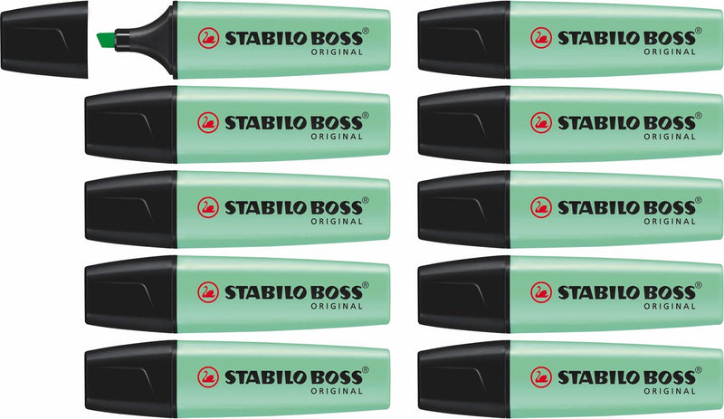 Stabilo boss original pastel - surligneur - surligneur aux couleurs pastel - pointe de menthe - boîte de 10 pièces