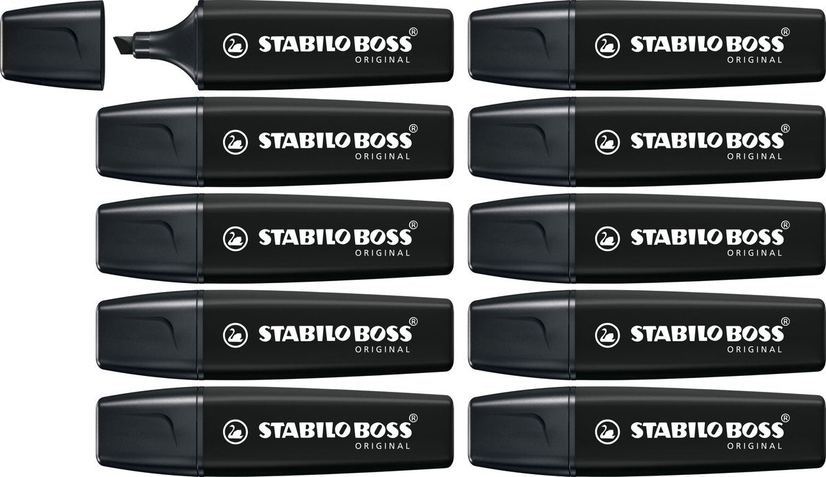 Stabilo boss original - surligneur - noir - boîte de 10 pièces