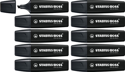 Stabilo boss original - surligneur - noir - boîte de 10 pièces