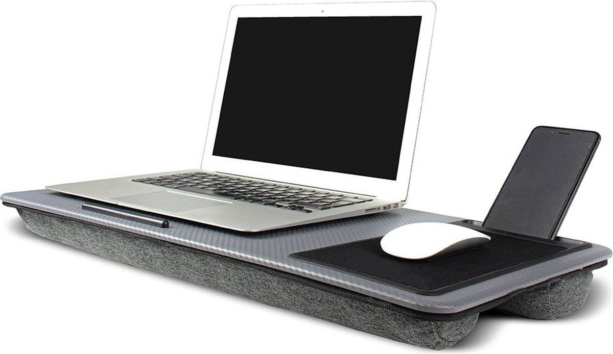 Cadeau ingénieux - table multifonctionnelle pour ordinateur portable - bureau d'ordinateur portable - tapis de souris et support de téléphone - carbone