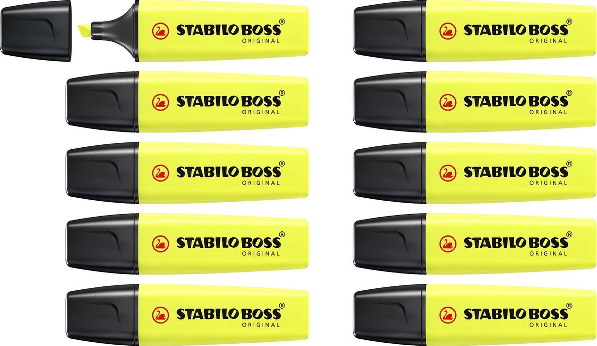 Stabilo boss original - surligneur - qualité supérieure - jaune - boîte de 10 pièces